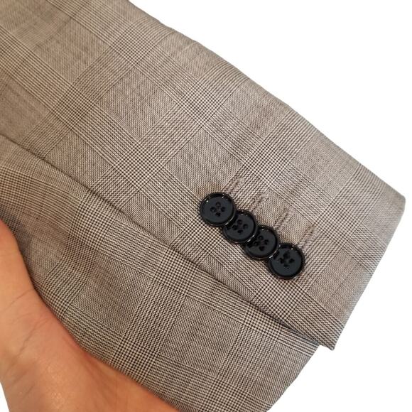 Express Blazer Mens 36R Gray Photographer Wool Fitted Suit Coat Jacket Career - Picture 4 of 9